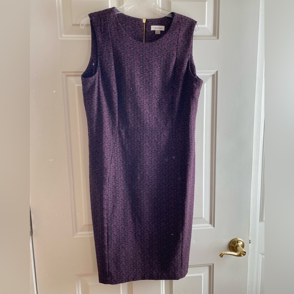 Calvin Klein Dress Purple and Black, sleeveless, EUC, Size 12